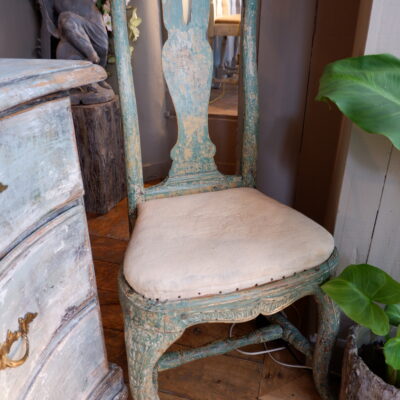 Pair of Swedish baroque style chairs with green patina, ca.1800