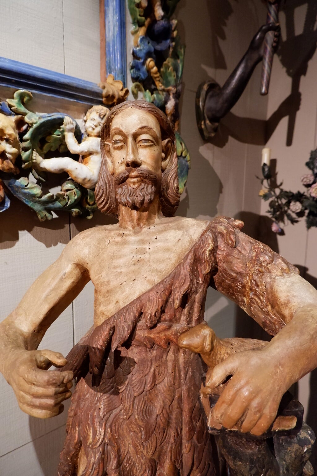 Polychrome painted wood sculpture of a Saint - 17th century Italy - Image 8
