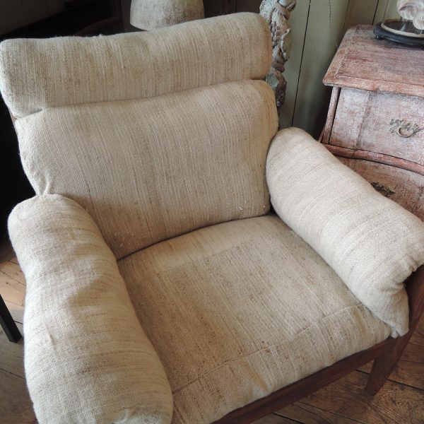 GRAND FAUTEUIL LOUNGE+REPOSE-PIEDS ASSORTI EN CHENE – DANEMARK CA,1960