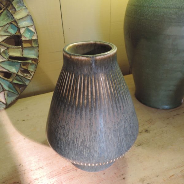 VASE EN GRES EMAIL GRIS/BLEU PAR CARL HARRY STÅLHANE POUR ROSTRAND H23CM