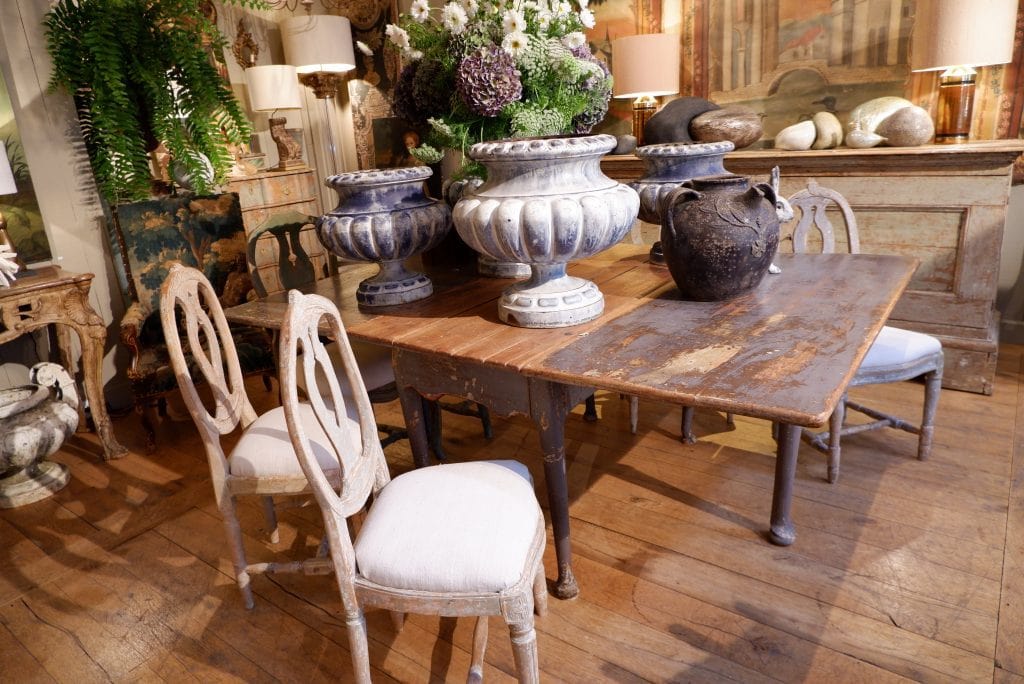 TABLE GETLEG SWEDISH BAROQUE XVIII PRUSSIAN BLUE PATINUM - Image 3