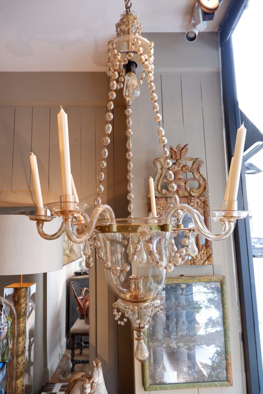 ELEGANT SUSPENSION IN MURANO GLASS WITH AMBER COLOR CA.1880 
