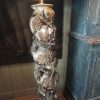 PAIRE DE LAMPADAIRES COLONNES BAROQUE ITALIENNES OISEAUX & GRAPPES DE RAISIN XVIIIE EN BOIS DORE + AJ CYLINDRES – Image 3