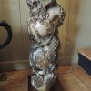 PAIRE DE LAMPADAIRES COLONNES BAROQUE ITALIENNES OISEAUX & GRAPPES DE RAISIN XVIIIE EN BOIS DORE + AJ CYLINDRES – Image 5