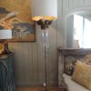 PAIRE DE LAMPADAIRES GRANDS TUBES DE VERRE & CHAPITEAUX EN BOIS DORE AJ CYLINDRES – Image 5
