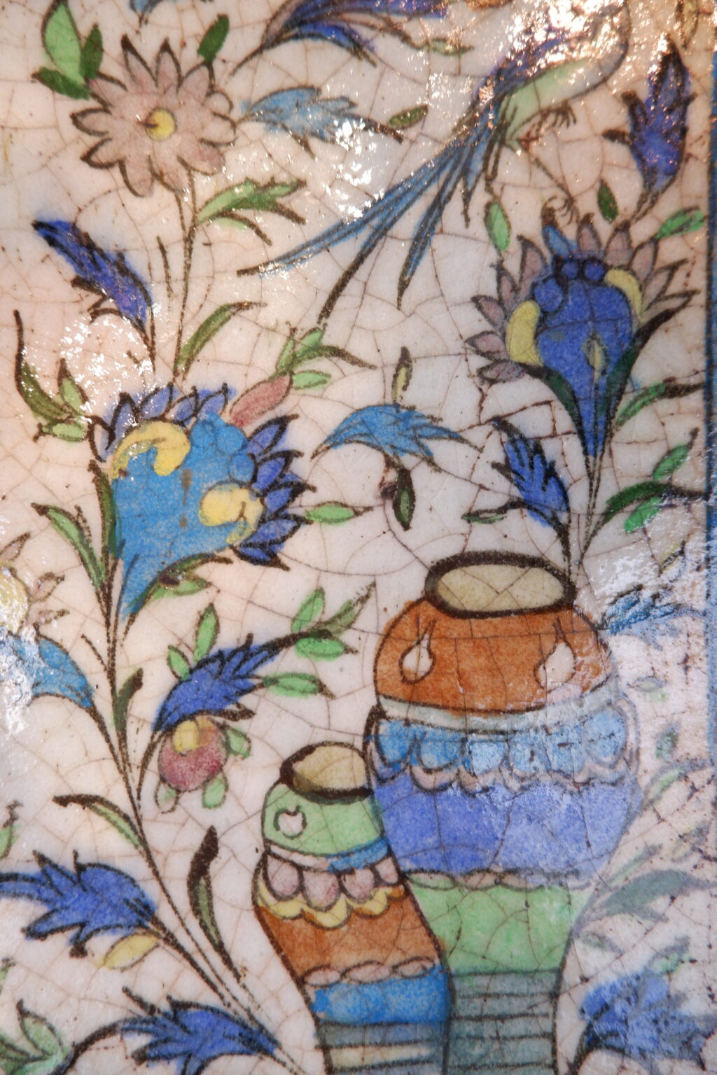 Grand carreau "iznik" décor de jarre & fleurs -XIXe – Image 2