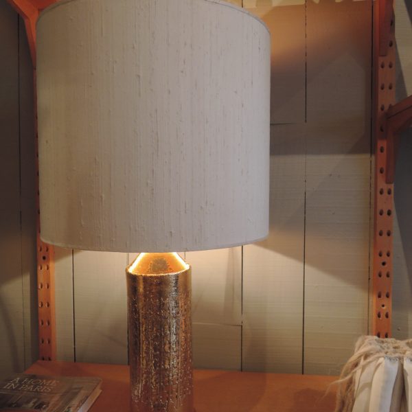 Pair of incised + gold ceramic lamps by Bitossi for BERGBOMS Ca. 1960
