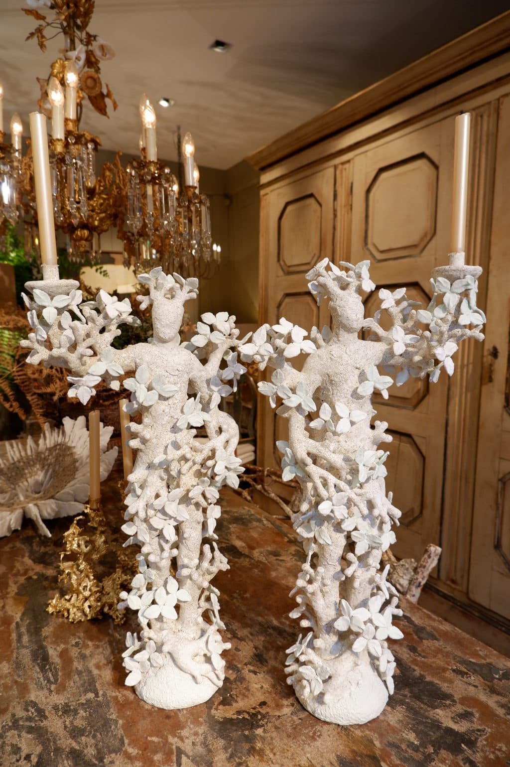 PAIR OF LEAVES CANDELABRA BY EDOUARD CHEVALIER