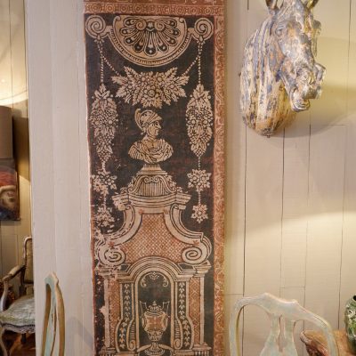 FRAGMENT DE TOILE PEINTE SUEDOISE PERIODE NEOCLASSIQUE XIXe