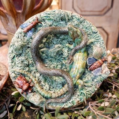Grand plat en barbotine dans le gout d'Avisseau ou Palissy  -ca.1890 – Image 7