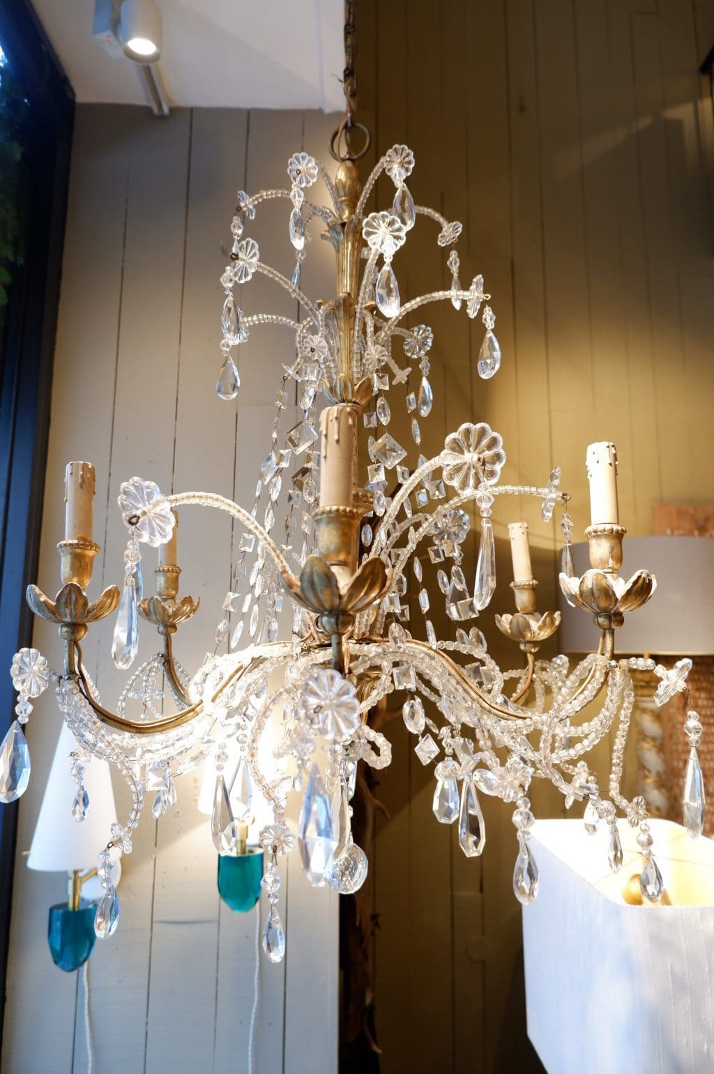 Lustre génois en bois doré et verre ca.1890 – Image 6