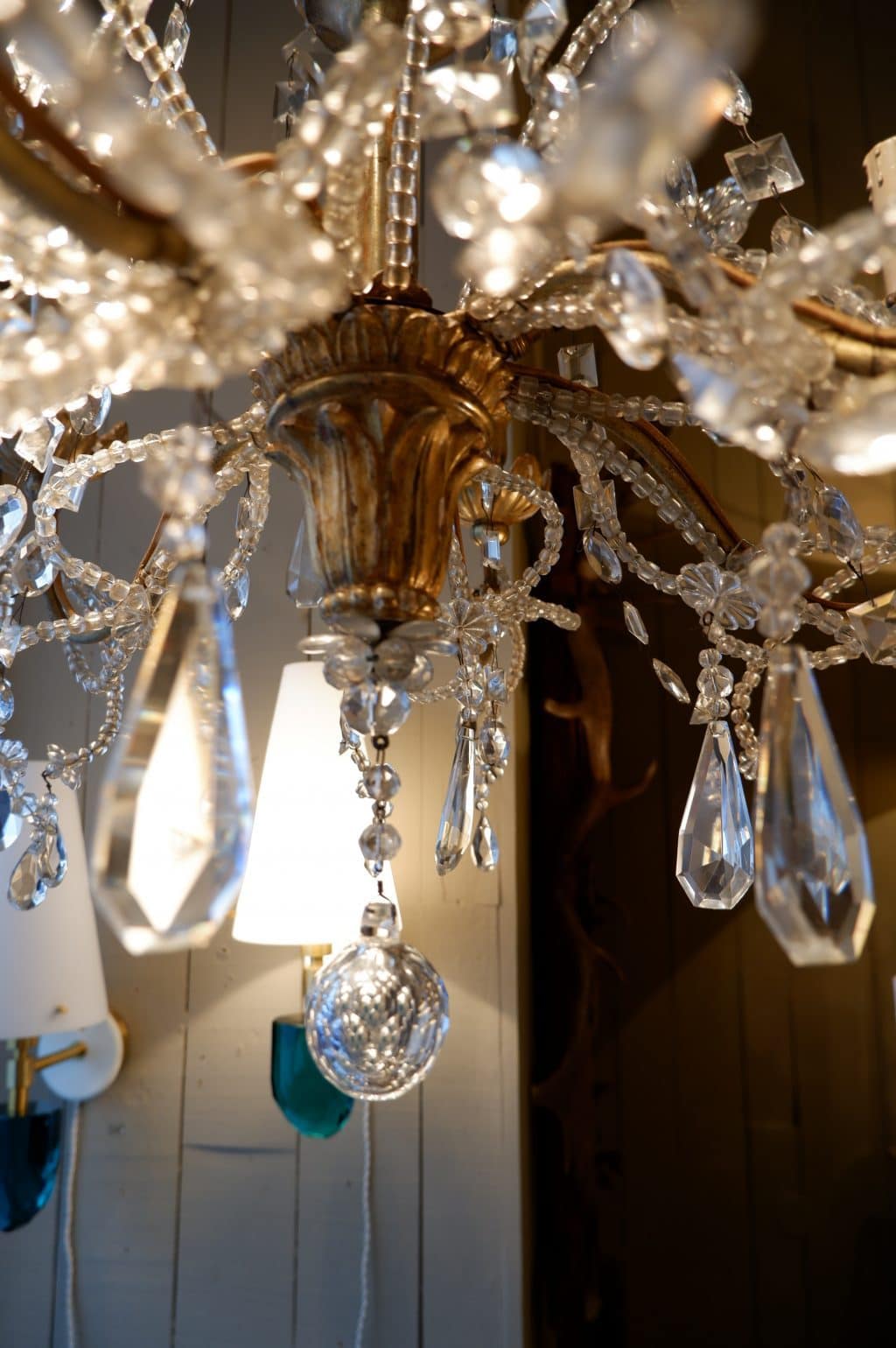 Lustre génois en bois doré et verre ca.1890 – Image 5