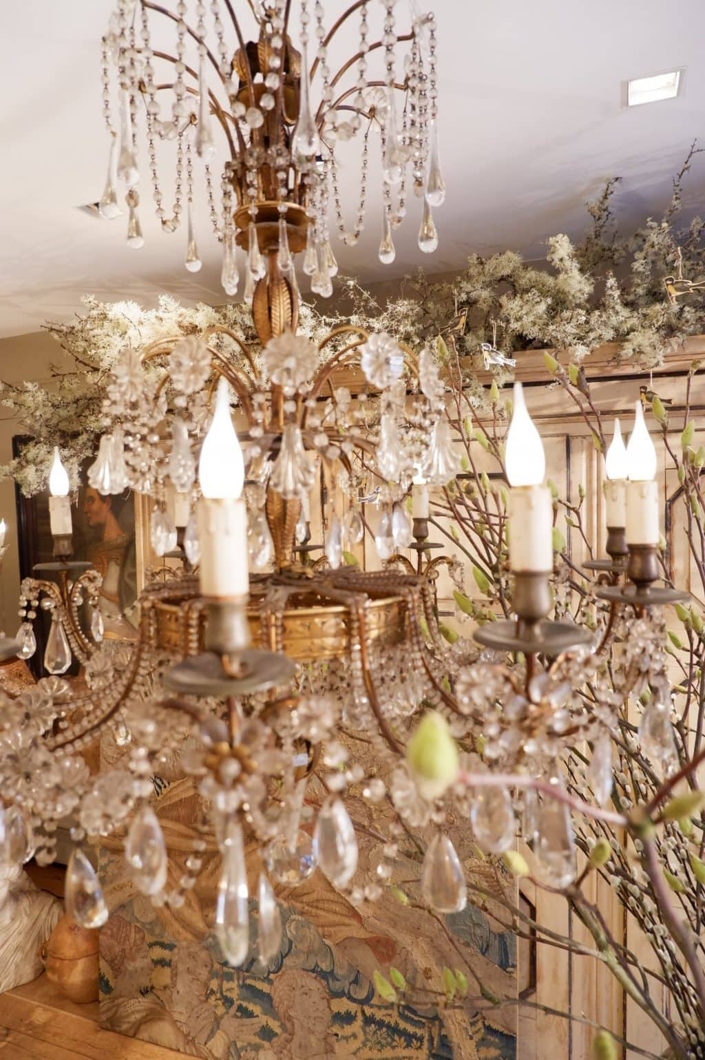 Large Italian chandelier in gilded metal and glass ca.1850 - Image 3