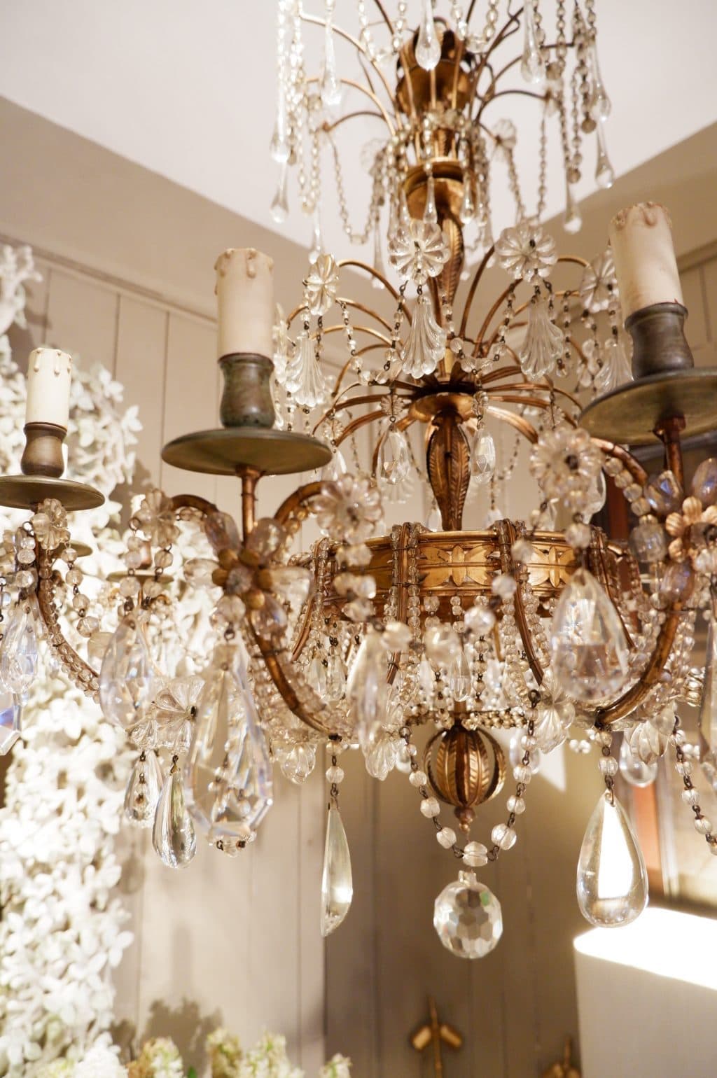 Large Italian chandelier in gilded metal and glass ca.1850 - Image 5
