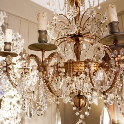 Grand lustre italien en métal doré et verre ca.1850 – Image 5