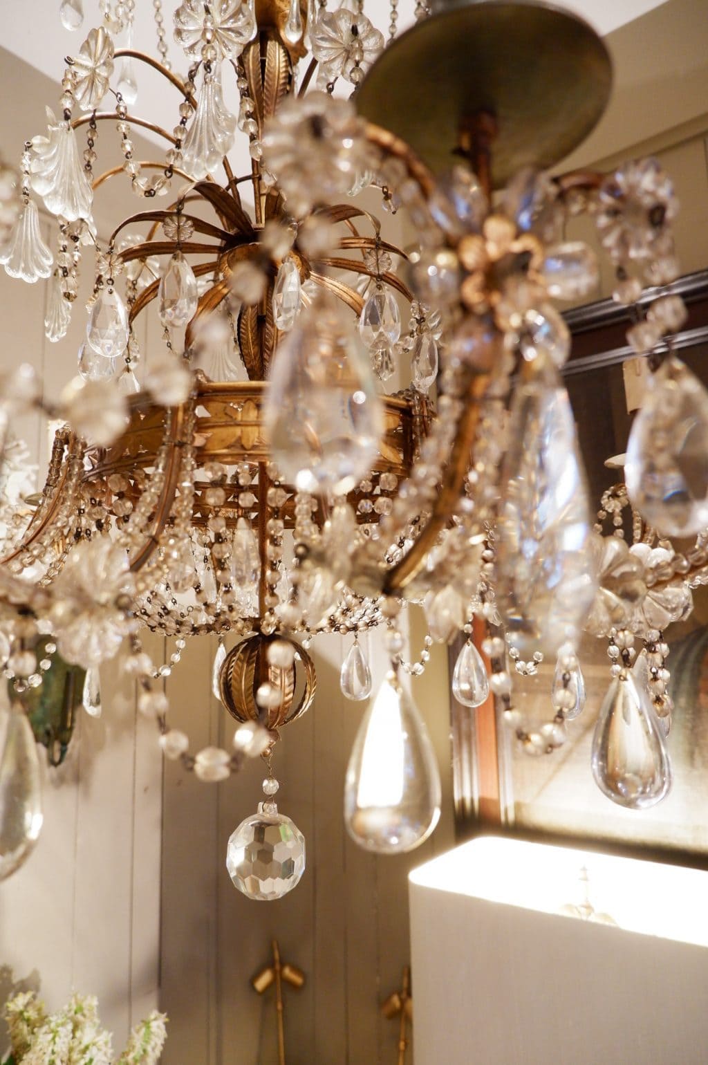 Large Italian chandelier in gilded metal and glass ca.1850 - Image 6