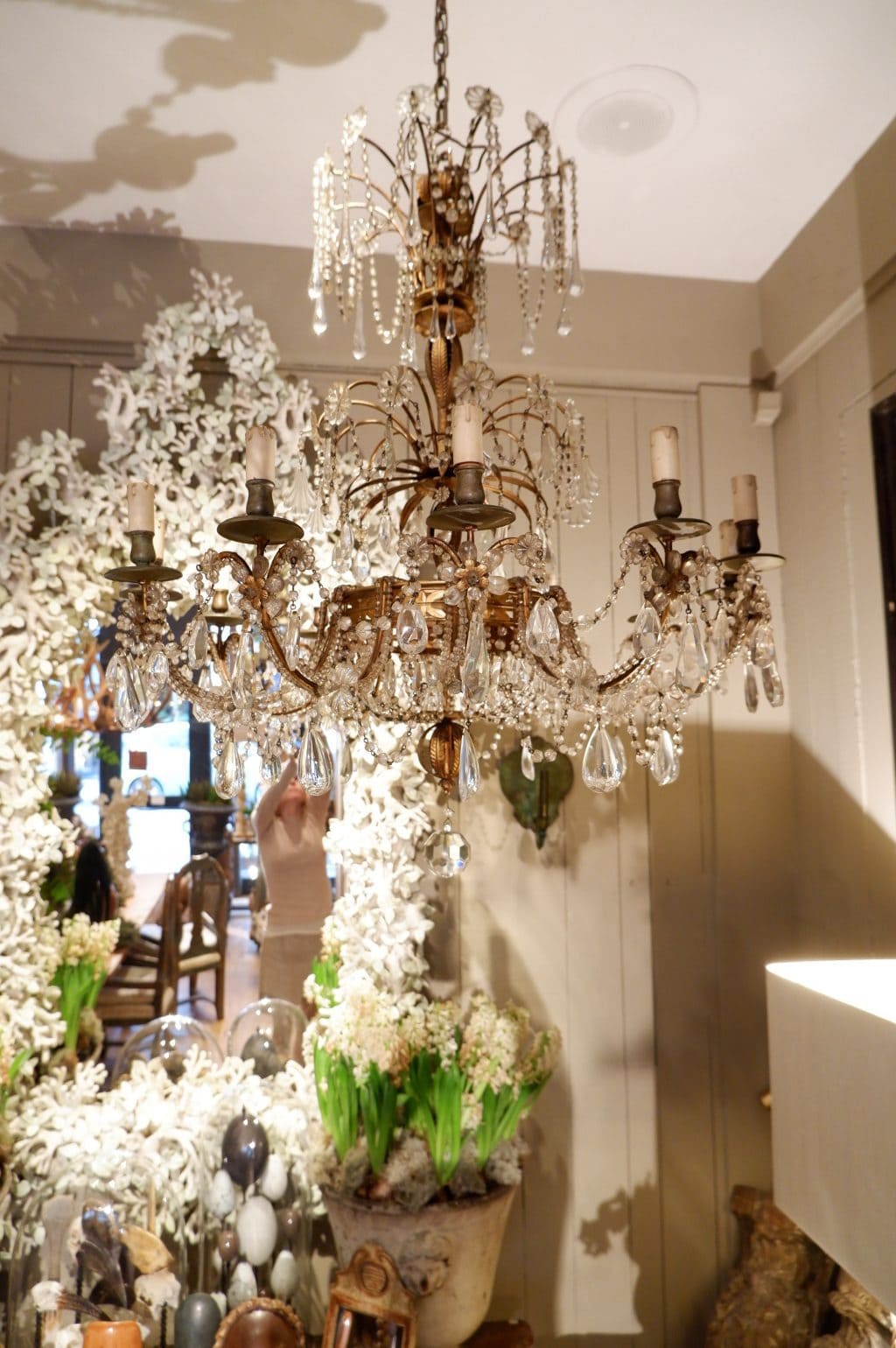 Large Italian chandelier in gilded metal and glass ca.1850 - Image 7