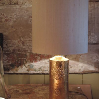 Lampe en céramique émail doré motif de fleur par Bergboms- Suède 1960