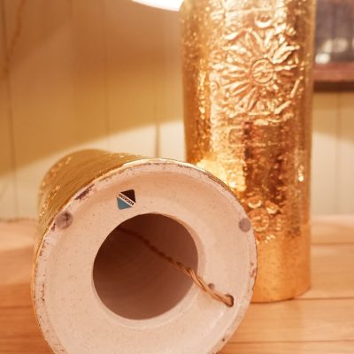 Lampe en céramique émail doré motif de fleur par Bergboms- Suède 1960 – Image 3