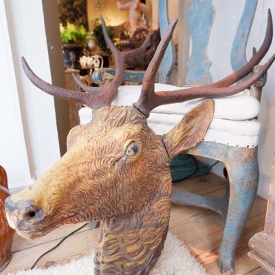Grande tête de cerf en fonte de fer XIXe – Image 2