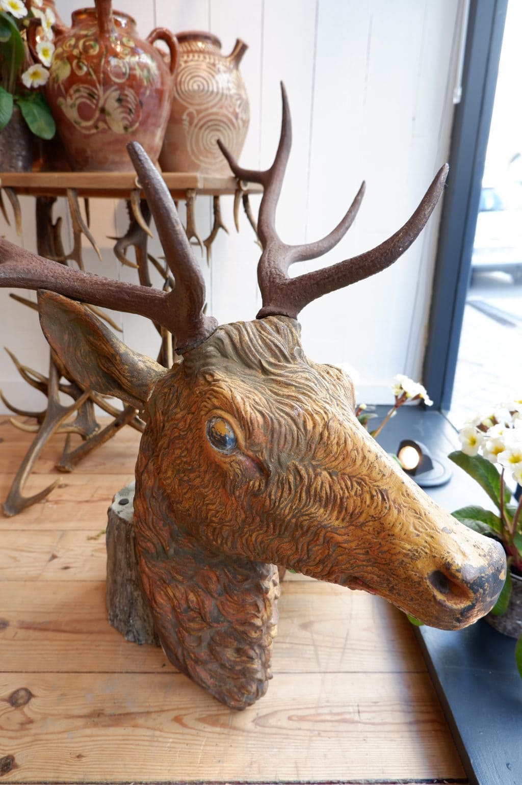 Large cast iron deer head Nineteenth century