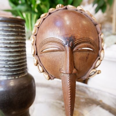 AFRICAN BIRD HEAD MASK ON STAND
