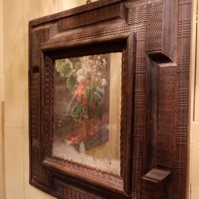 Miroir hollandais au mercure et cadre en bois guilloché ebonisé ca.1700 – Image 3