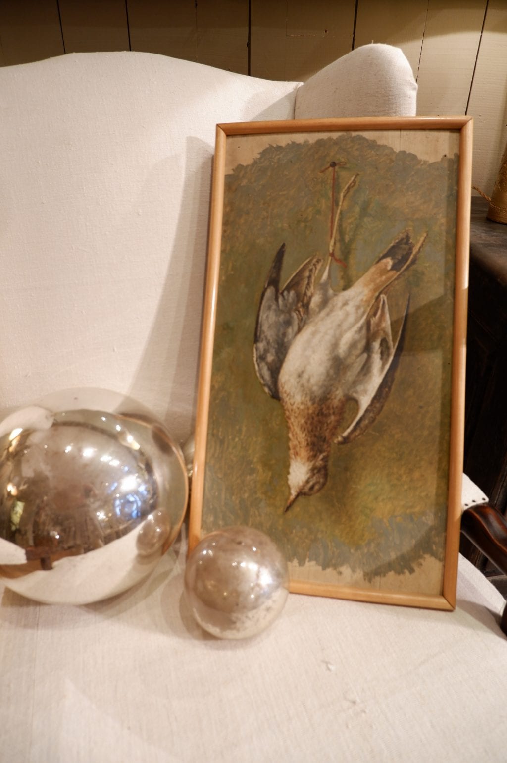Still life &quot;bird&quot; painted on wood panel ca.1900