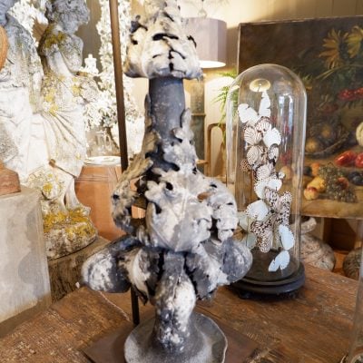Grande lampe épi de faitage en plomb d'époque XVIIIE + AJ en soie – Image 2