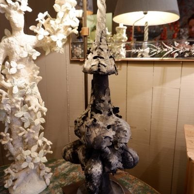 Grande lampe épi de faitage en plomb d'époque XVIIIE + AJ en soie – Image 4