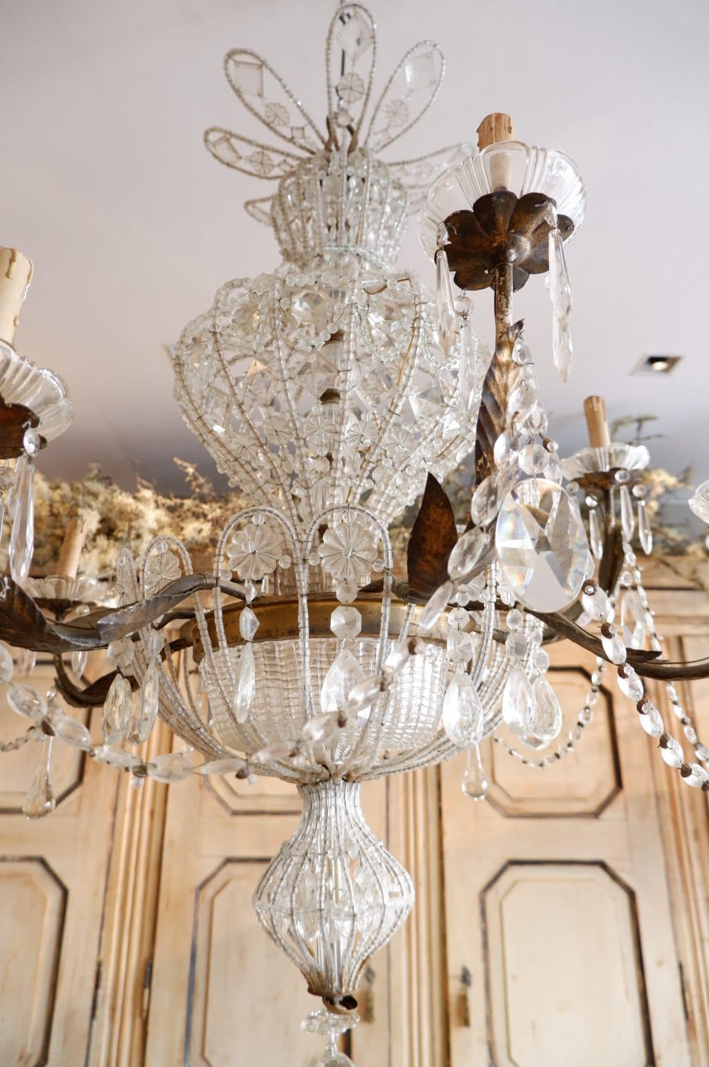 PAIRE DE TRES GRANDS LUSTRES A CORBEILLE ITALIENS EN VERRE CA.1890 – Image 8