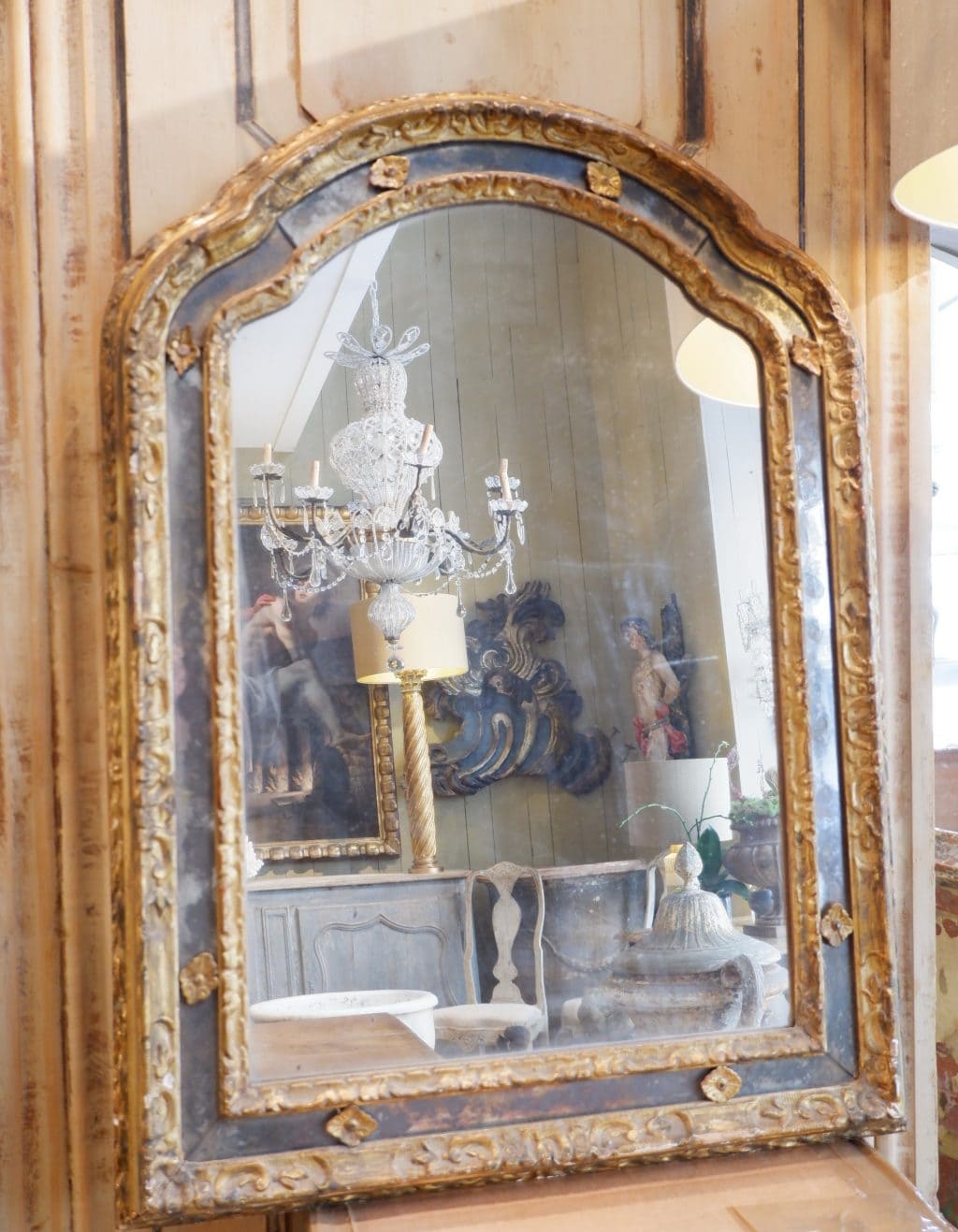 Large baroque mirror with Swedish glazing beads ca.1800