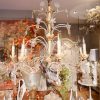 Grand lustre génois en bois doré et perles de verre milieu XIXe