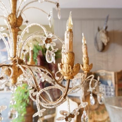 Grand lustre génois en bois doré et perles de verre milieu XIXe – Image 3