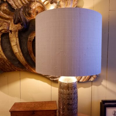 Pair of ceramic lamps with incised decoration platinum enamel