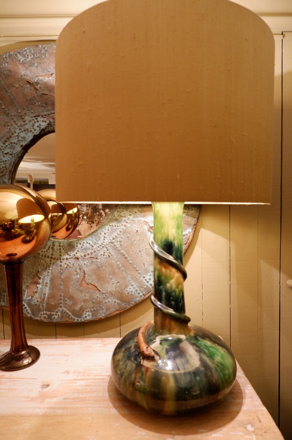 Grande lampe en céramique émaillée - serpent Aj en soie