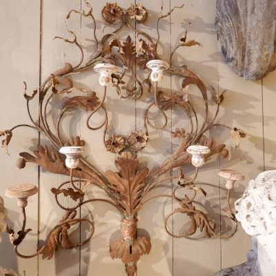 Suite de 3 appliques en fer volutes et feuilles d'acanthes - Italie Ca.1880 – Image 2