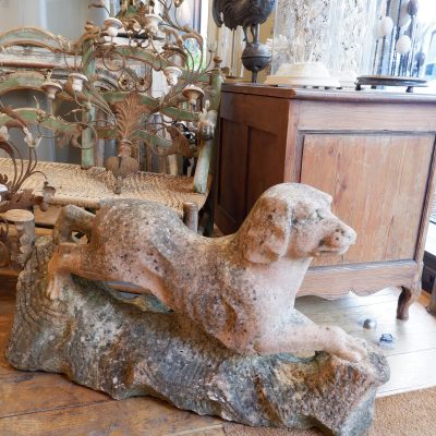 Running dog in carved pink granite - England end of 19th century