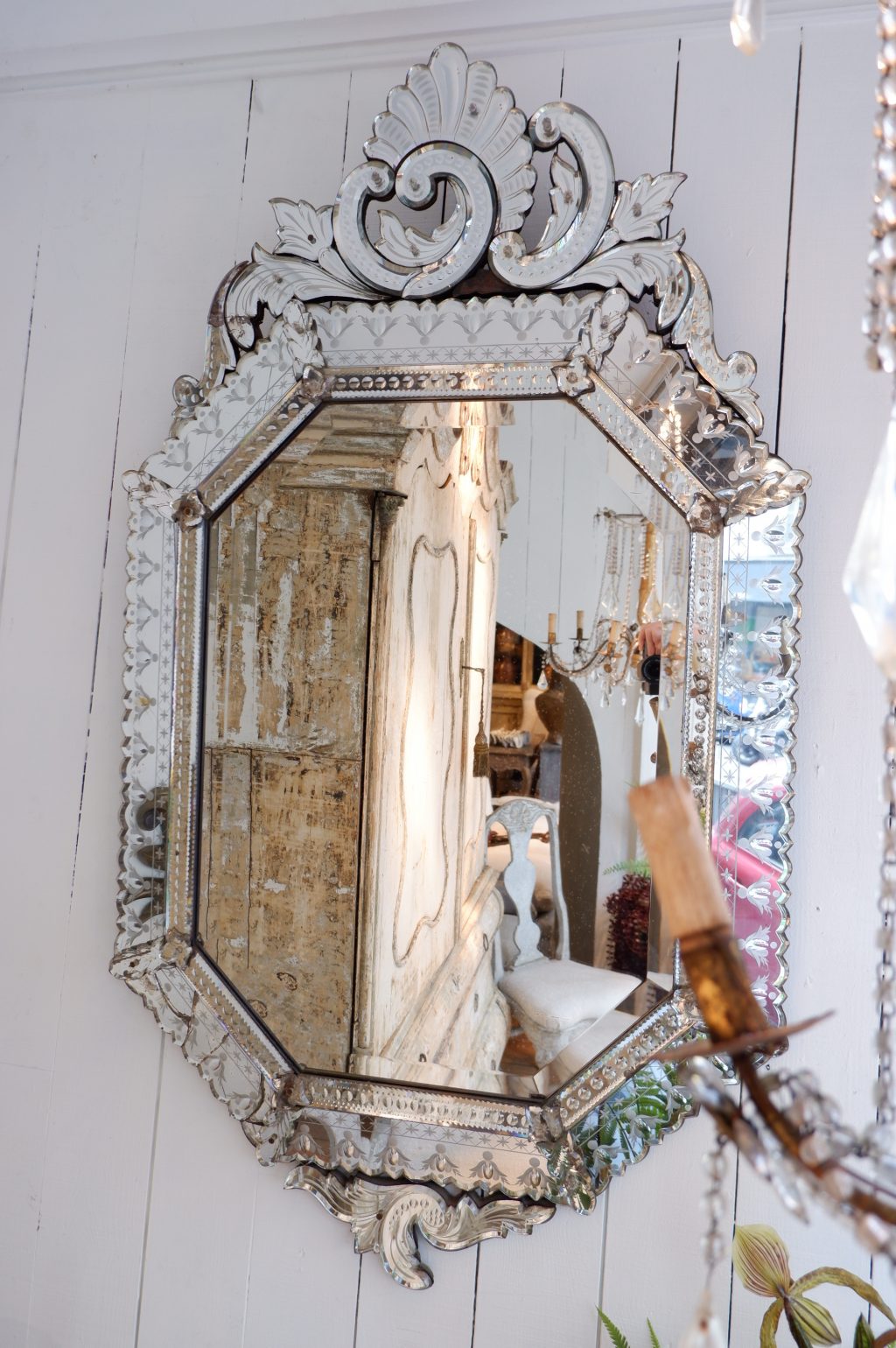 Grand miroir de murano en verre fin XIXe ca.1890
