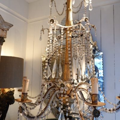 Paire de lustre Génois en bois doré et pendants de verre XIXe – Image 11