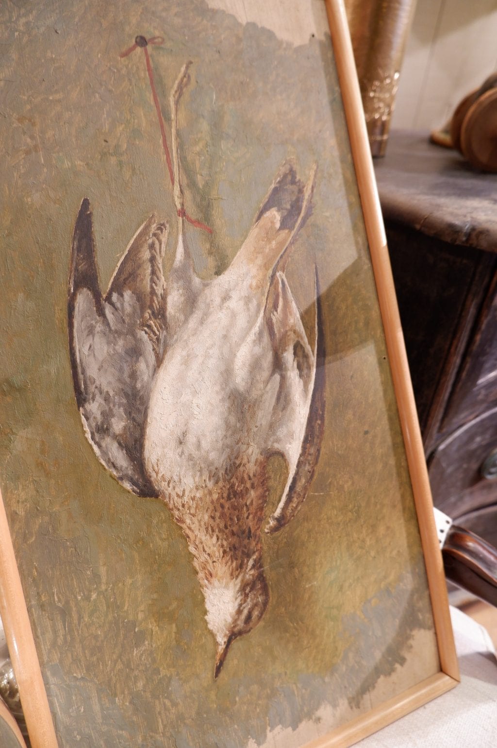 Still life &quot;bird&quot; painted on wood panel ca.1900 - Picture 3