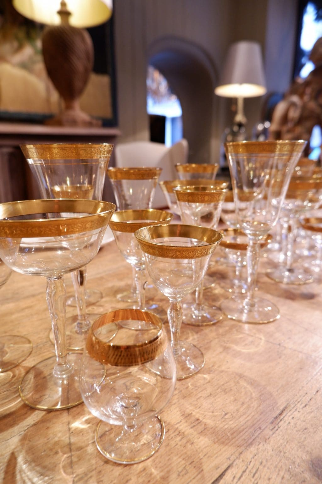 Ensemble de verres fin sur pied bord or mat guilloché - ca.1900 – Image 10