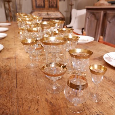 Ensemble de verres fin sur pied bord or mat guilloché - ca.1900 – Image 9