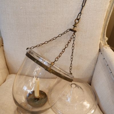 Suspension directoire cloche en verre pour bougie avec couvercle