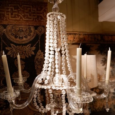 Chandelier en verre de Murano transparent fin XIXe