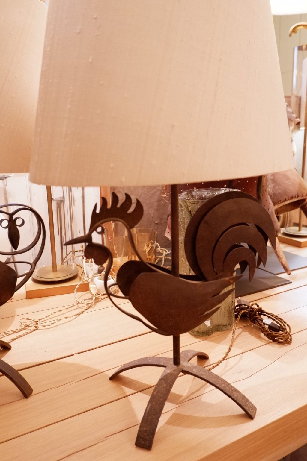 Bird&quot; lamp in oxidized iron + Shades silk oval - Image 4