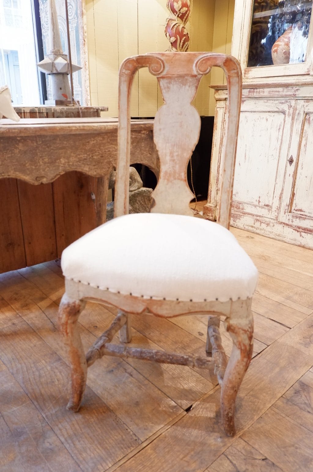 Chaise baroque suédoise patine vert celadon ca.1800 – Image 6