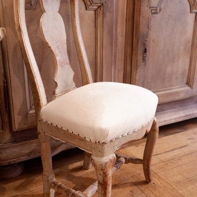Chaise baroque suédoise patine vert celadon ca.1800