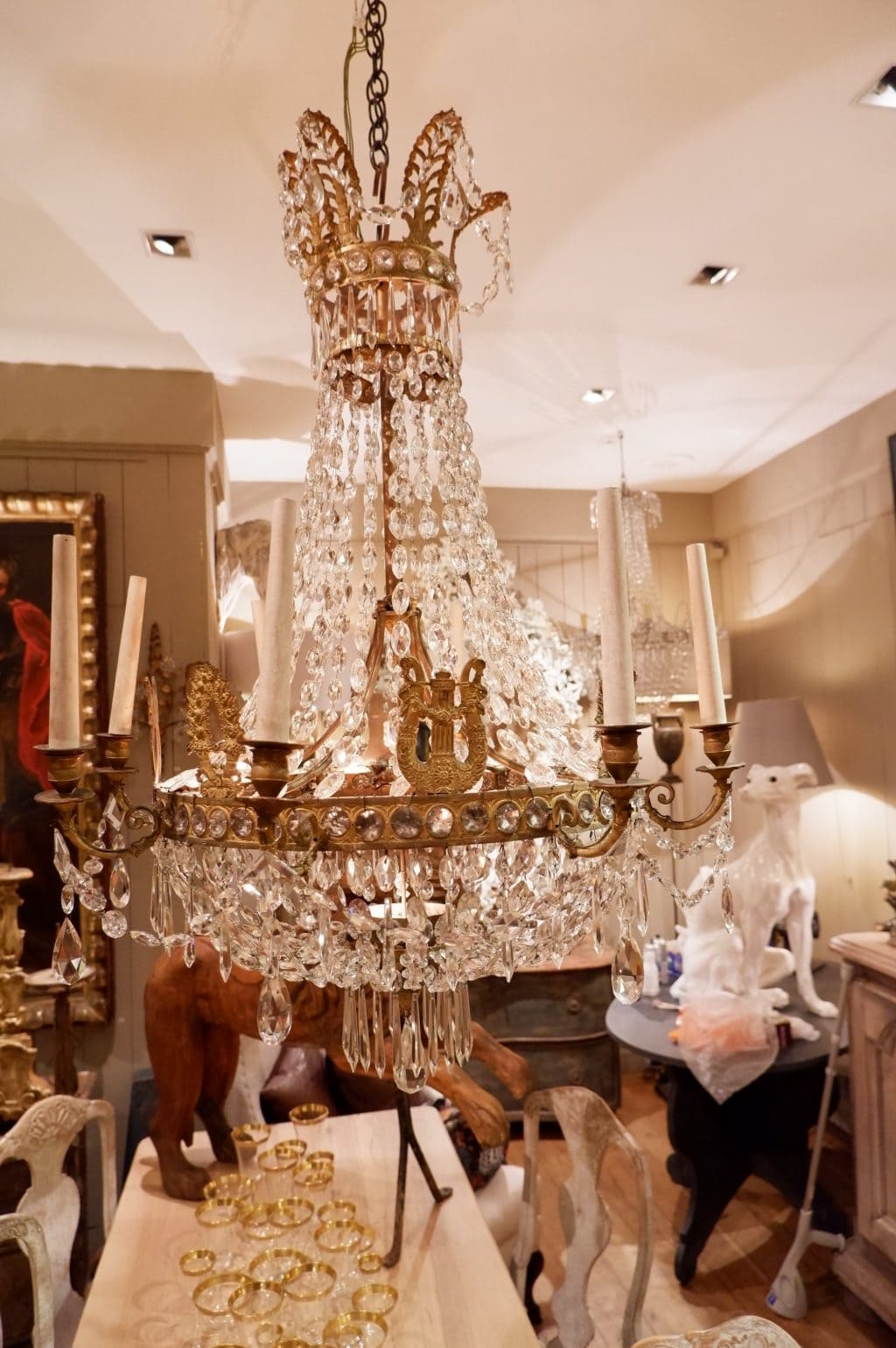 Lustre période Empire en bronze doré et cristal XIXe – Image 3