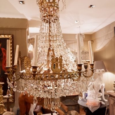Lustre période Empire en bronze doré et cristal XIXe – Image 3